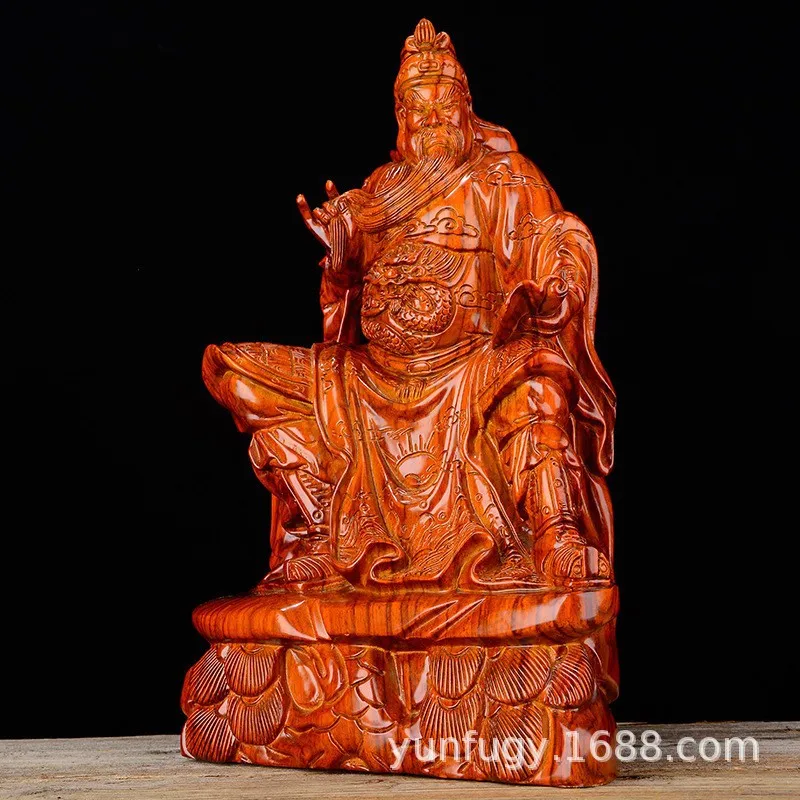 Wood Carving Guan Gong Sitting and Watching Spring and Autumn Ornaments Lord Guan the Second Rosewood Solid Wood God of War and