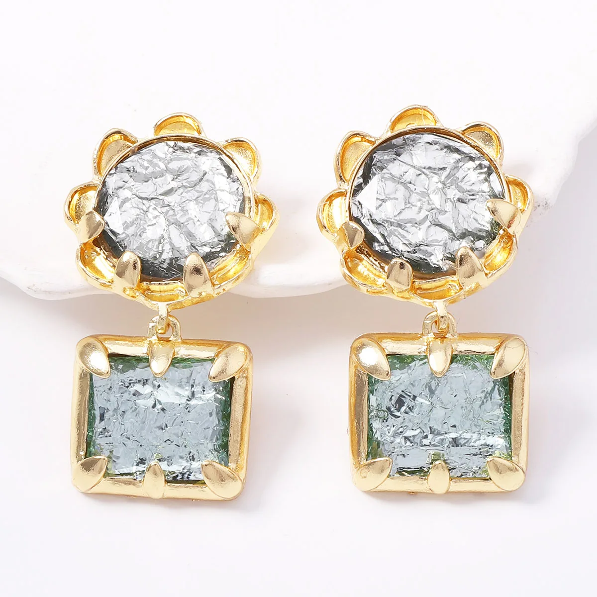 Persönliche Metall-Quadrat-Kristall-Strass-Ohrhänger für Damen 2026 Trendiger Schmuck Luxus-Bankett-Party-Accessoires – Detail 3
