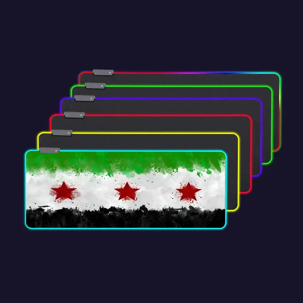 S-Syrian R-Revolution F-Flag Mouse Pad Large luminous mouse 800x400mm pad, RGB streamer, LED gaming internet café table mat, hom