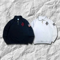2 uds prendas de vestir exteriores Co-ords Y2K Retro Epstein Quarterzip pulóver Sudadera con capucha tendencia americana cuello redondo bordado ropa de calle conjunto de sudadera