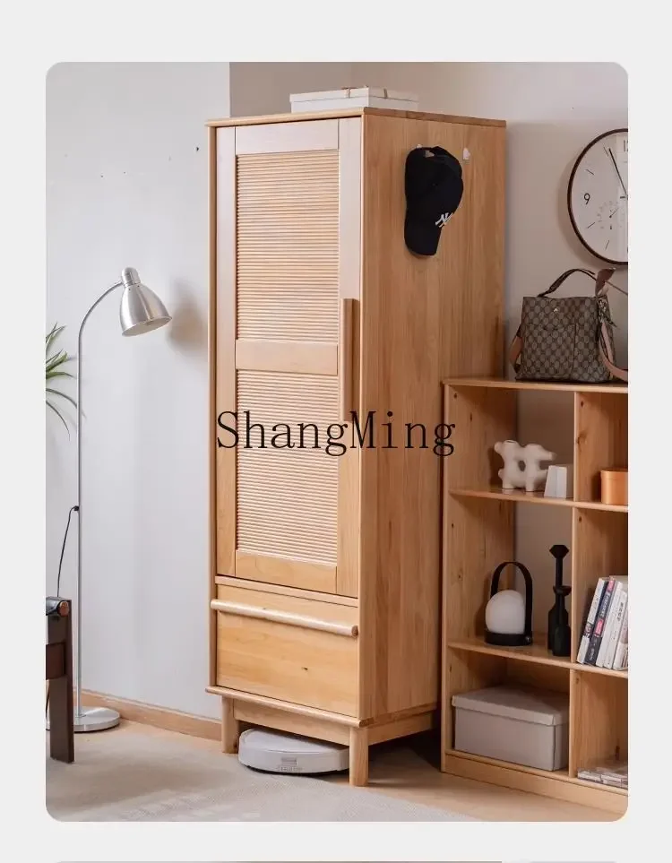 SM tutto in legno massello armadio a porta singola per uso domestico camera da letto armadio pensile armadio dal pavimento al soffitto