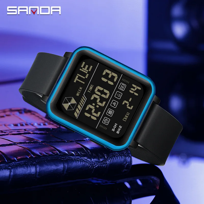 Reloj Digital deportivo Sanda 6159, reloj de pulsera militar para hombre, cronómetro LED, reloj electrónico resistente al agua para hombre, reloj de regalo