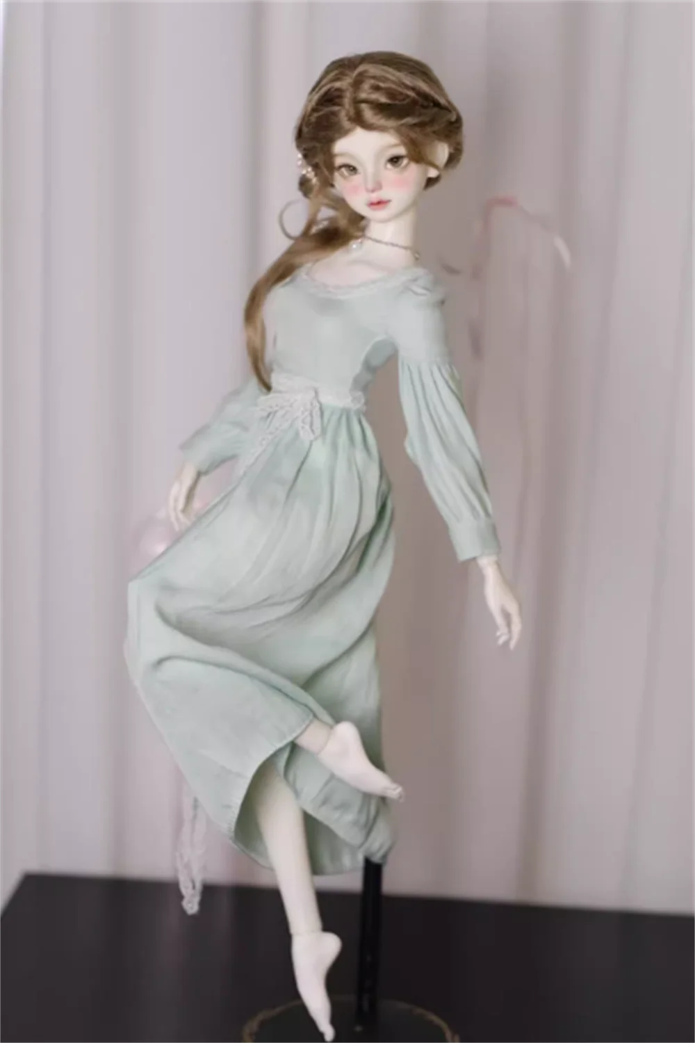 1/4 Vrouwelijke Soldaat Kleding Accessoire Lichtgroen Kant Taille - Cinching Lange Jurk Fit Girl Action Figure Model Voor DIY