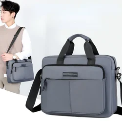 New Men's Large-capacity Horizontal Shoulder Bag Messenger Briefcase Multifunctional Simple A4 Book Handbag Business