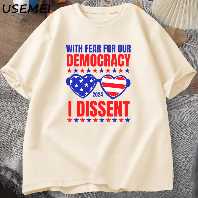 Trump T-shirts Men with Fear for Our Democracy T Shirt Cotton Summer Short Sleeve Graphic Tees Oversized Unisex Streetwear