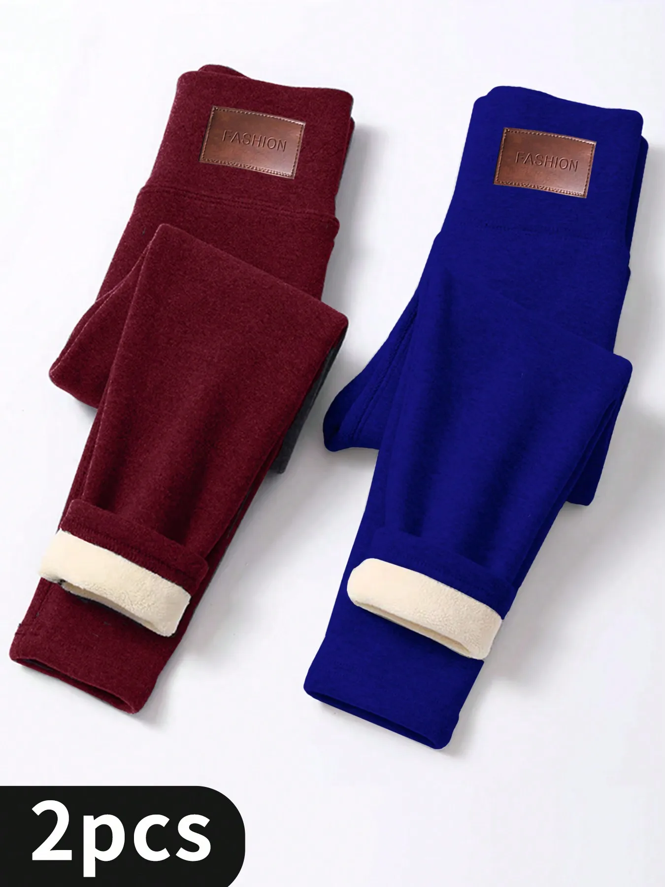 2PCS Thermal Lined Leggings Women - Thick Soft High Waisted Black Tummy Control Thermal Warm Velvet Pants For Cold Winter