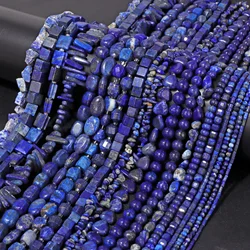 Blue Lapis Lazuli Beads Natural Stone Round Tube Square Faceted Loose Beads For Jewelry Making Craft DIY Bracelet Accessories