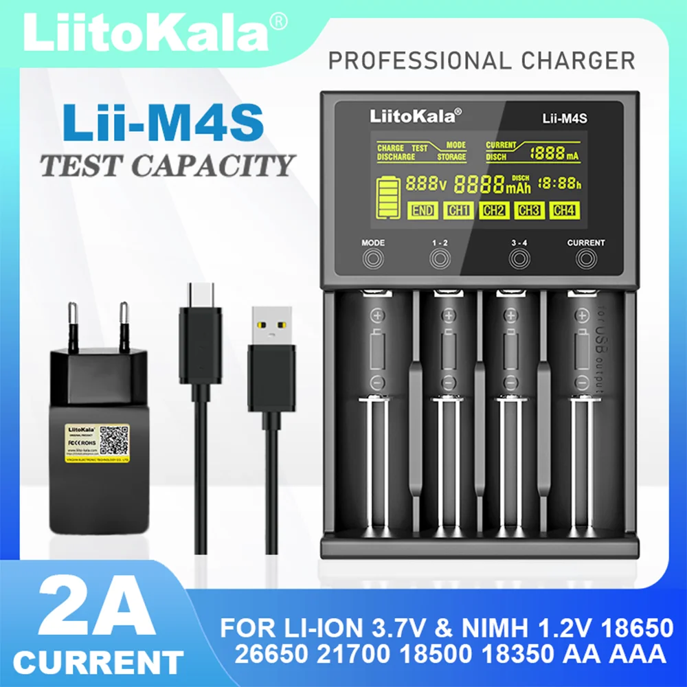 Liitokala Lii-M4S Lii-500 Lii-PD4 Lii-500S LCD 3,7 V 18650 18350 18500 21700 20700 14500 26650 AA Ładowarka litowo-jonowa AA