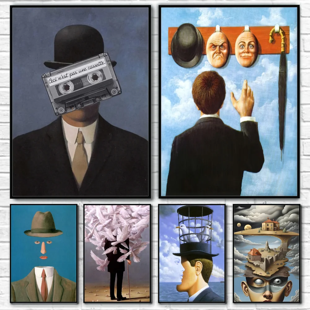 

R-René M-Magritte's Surrealism Poster Home Living Room Wall Art Garage Room Decor