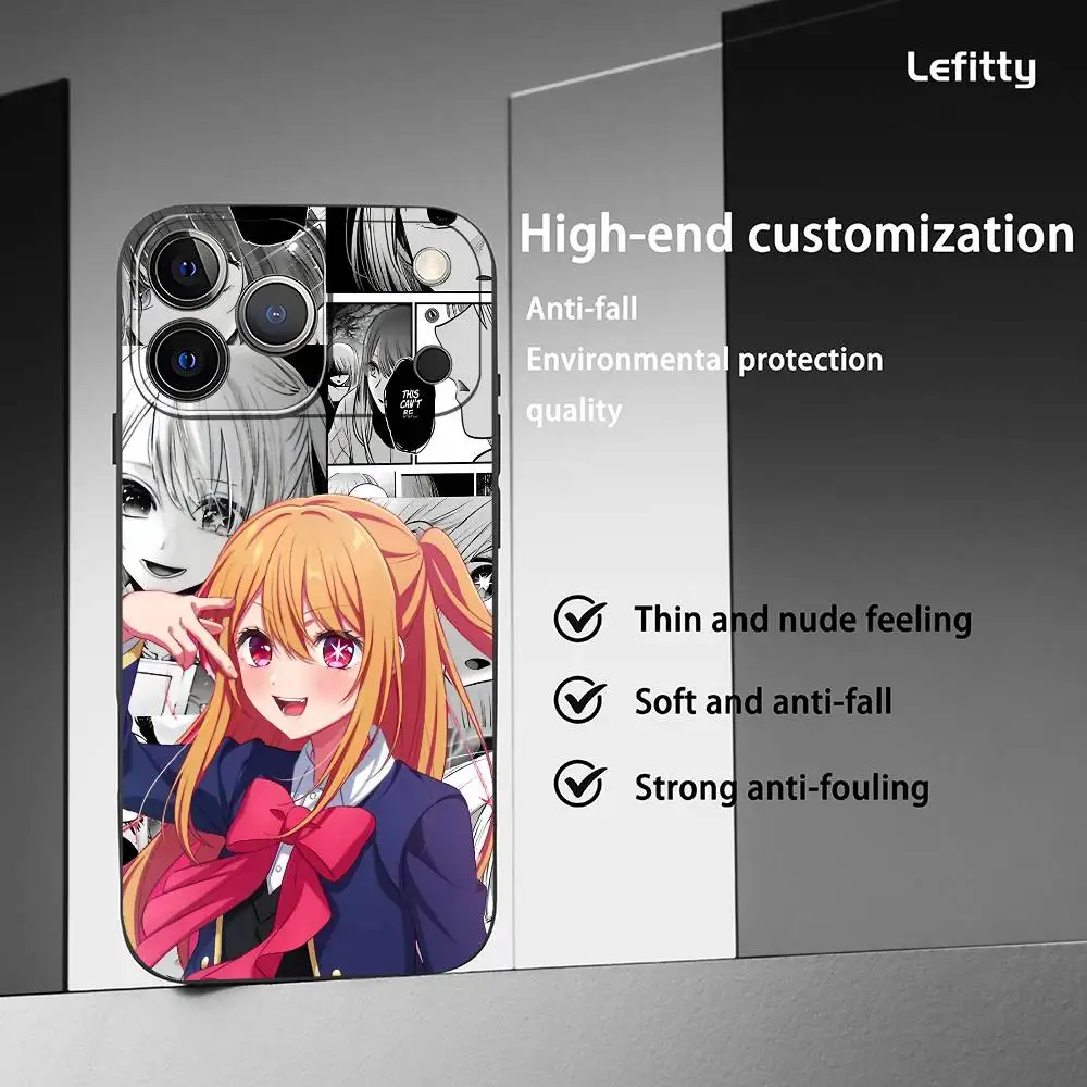 أنيمي أوشي نو كو جراب هاتف آيفون 17 16 15 14 13 12 11 برو ماكس بلس ميني أسود متجمد لينة شل فوندا