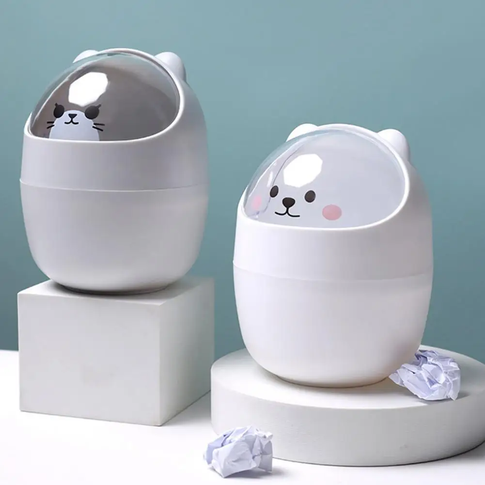 Storage Bucket Trash Can Trash Bin Desktop Cute Mini With Lid Kawaii Bear Storage Box Girl Pen Holder With Top Dropshipping