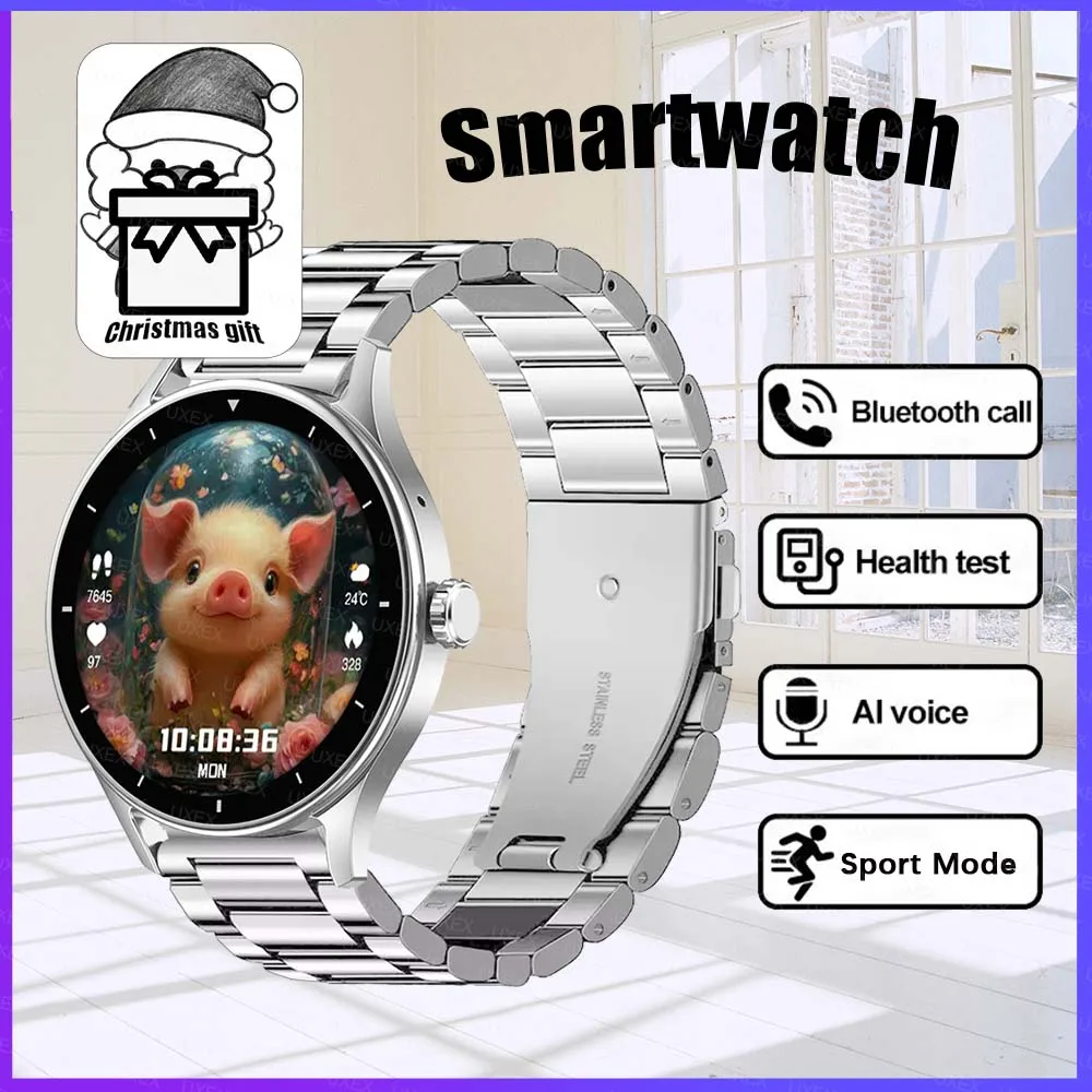 الأعمال الأصلية ووتش Smartwatch النساء 1.55 بوصة HD بلوتوث دعوة الصحة تتبع شحن لاسلكي الساعات الرجال هدية الكريسماس