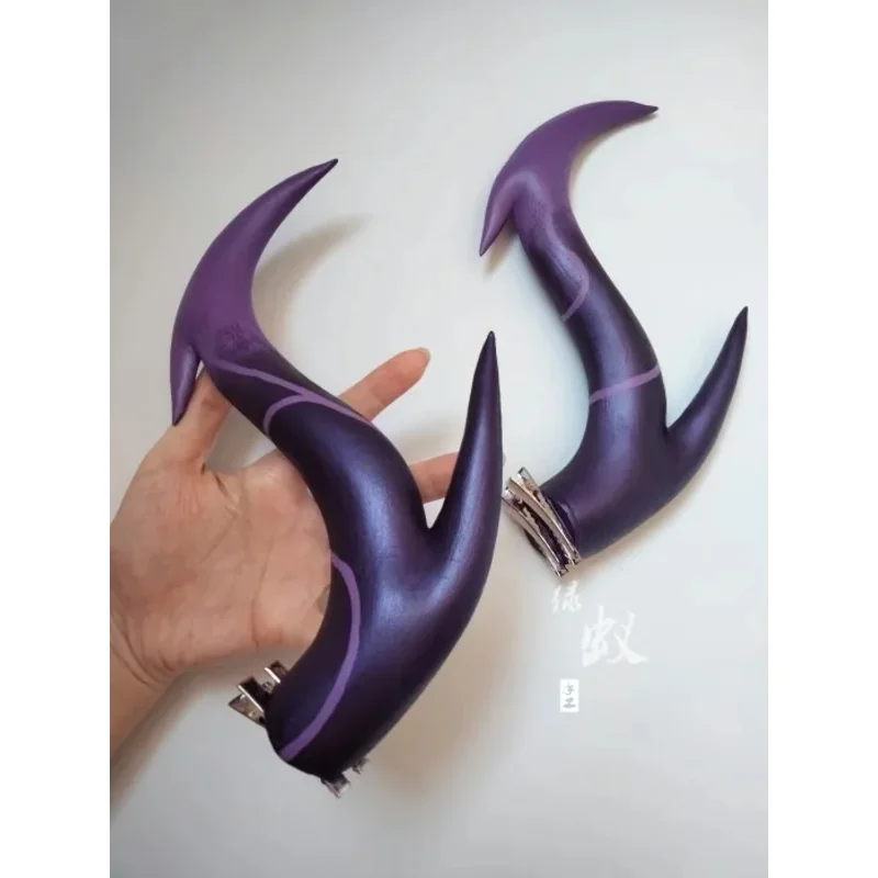 Anime The Dragon Prince Aaravos Cosplay Purple Head Clip Horns Headwear For Women men Halloween Party Props Costume Accessories