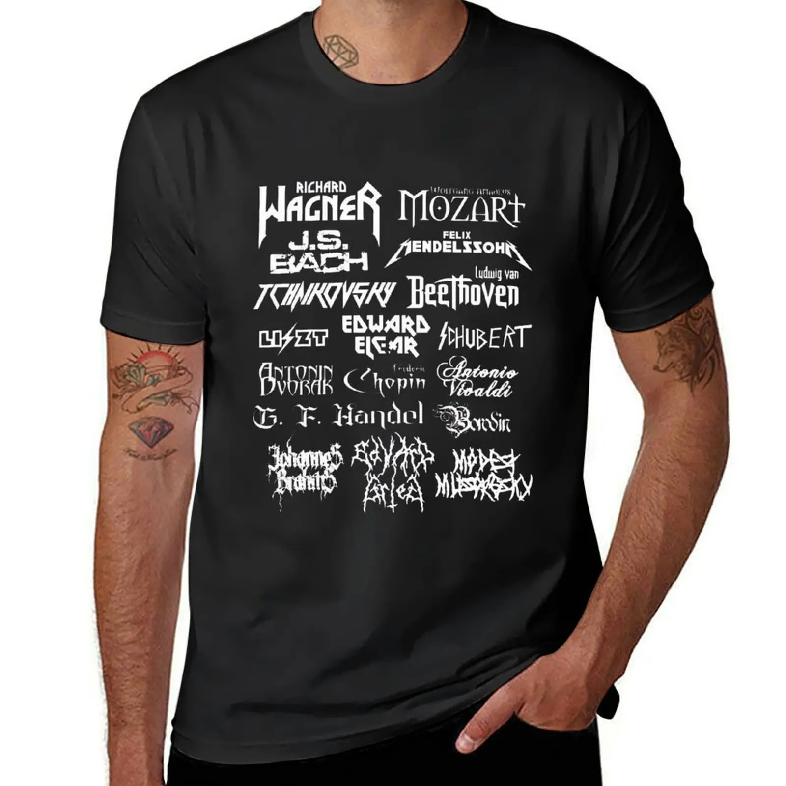 

Classical composers heavy metal font T-Shirt fashion shirts kawaii clothes anime compression shirt men