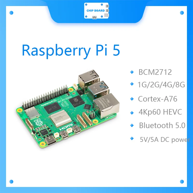 

Official Original Raspberry Pi 5 Cortex-A76 Linux 4GB 8GB Arm Board Python programlama PCIe Gigabit Ethernet USB3.0