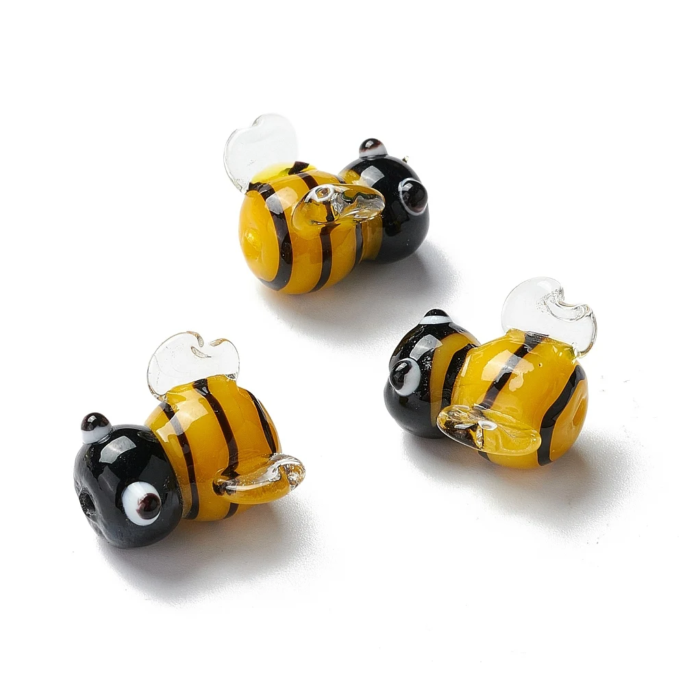 

5Pcs Yellow Cute Bee Charm Beads for Jewelry Making Glass Animal Spacer Loose Beads DIY Bracelet Accessories