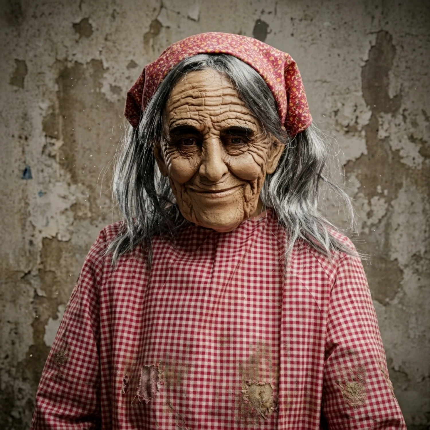 

Scary Old Woman Latex Mask Wrinkled Granny Face Mask with Headscarf Realistic Funny Halloween Party Cosplay Costume Prop