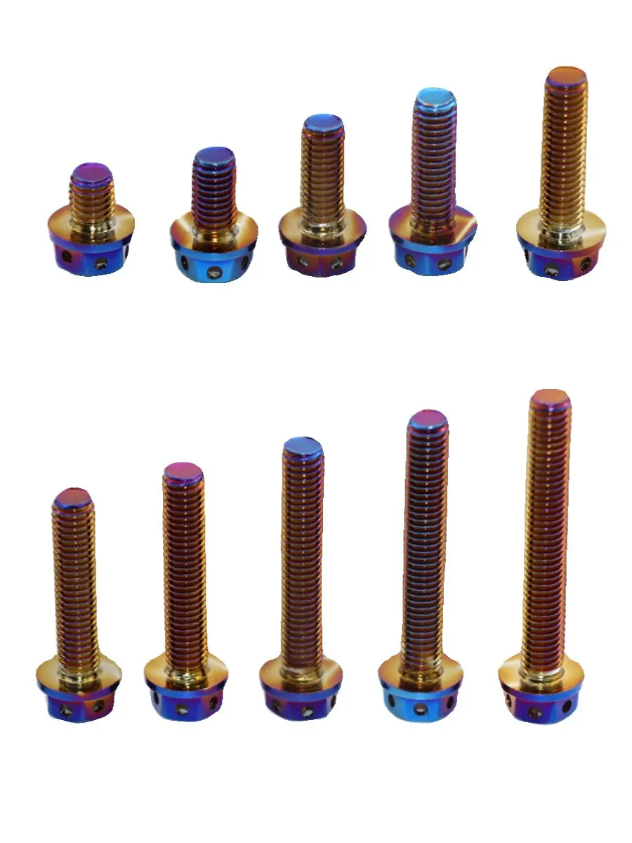 M8 Hex Flange Bolts 304 Stainless Steel Heat Blue Color For Motorcycle Modification Durable Corrosion Resistant Rust Proof