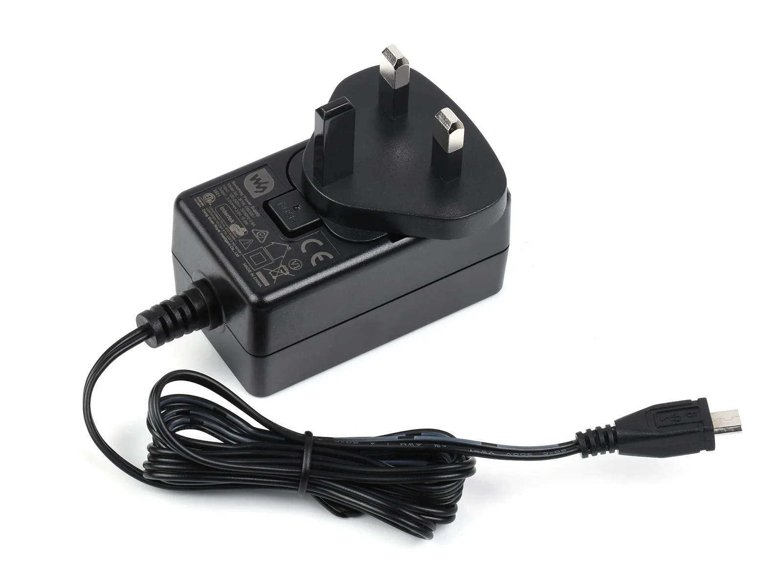 Waveshare-voeding, voedingsadapter, 5V/3A, USB-uitgangsconnector, PSU-5V3A-MICRO
