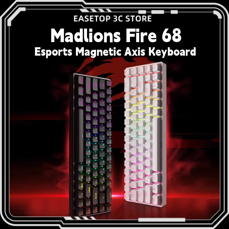 Mad Fire68 Gaming Magnetic Axis Keyboard Wired Rgb Backlight Jiadalong Axis 8khz 68 Key Array Pbt  E-Sports Gaming Keyboard