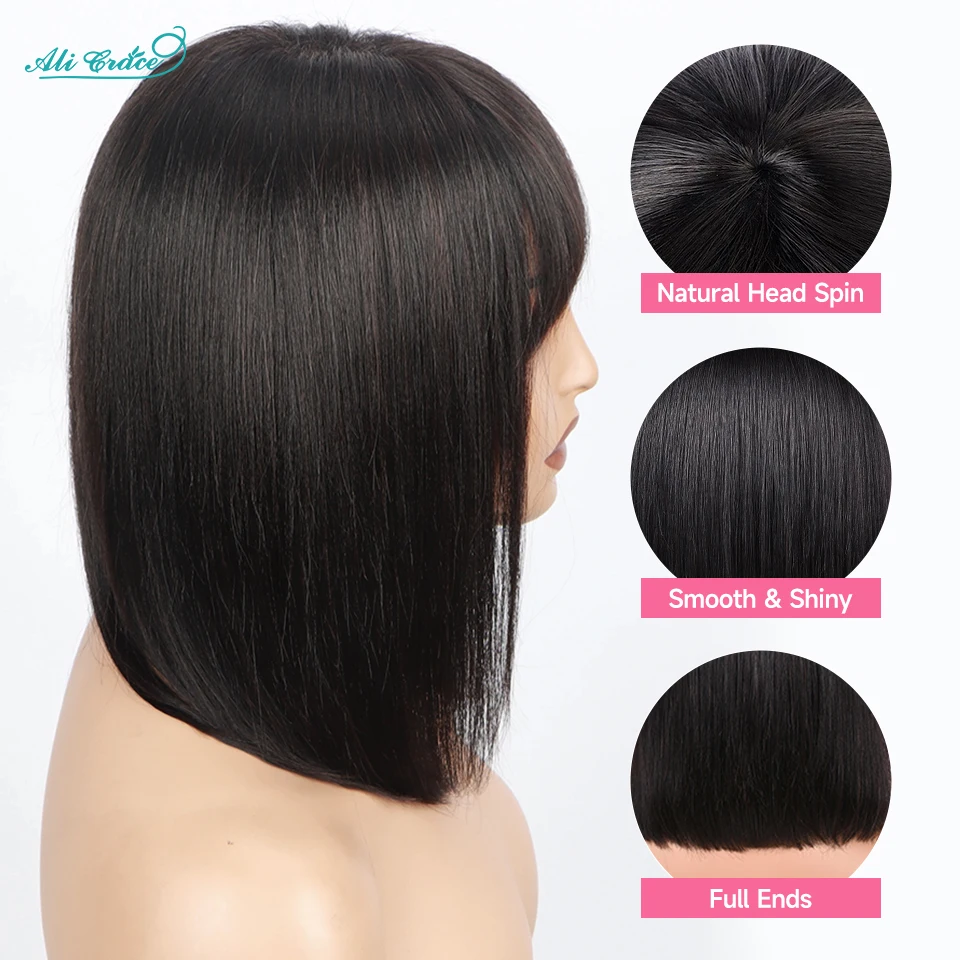 Ali Grace Straight Bob Human Hair Wig with Bangs