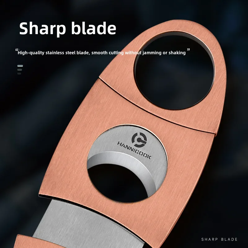 HANNICOOK Cigar Scissors Stainless Steel Flat Mouth Double-edged Sharp Simple Cigar Scissors Gift Box Portable
