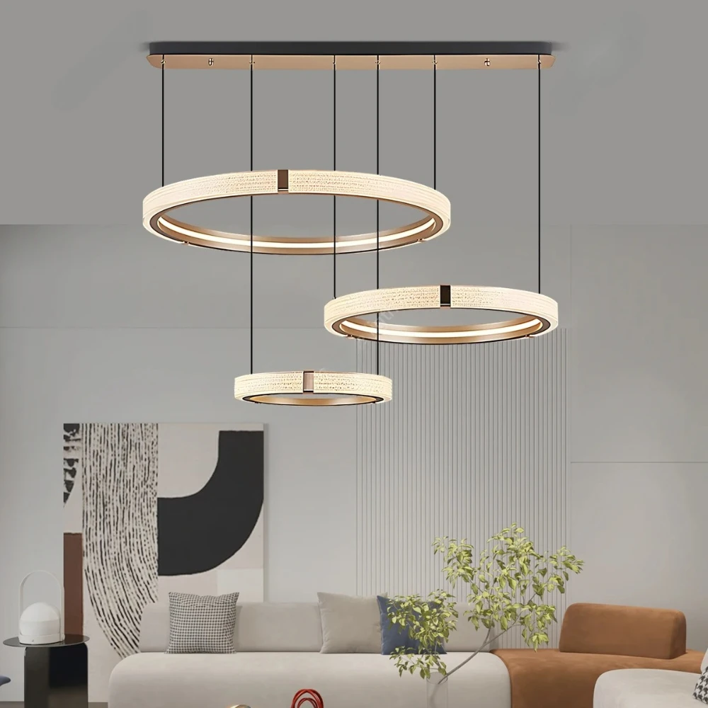Modern Design Creative Round Simple Chandelier Ring Lights Suitable for Living Room Bedroom Restaurant Round Rings Pendant Light