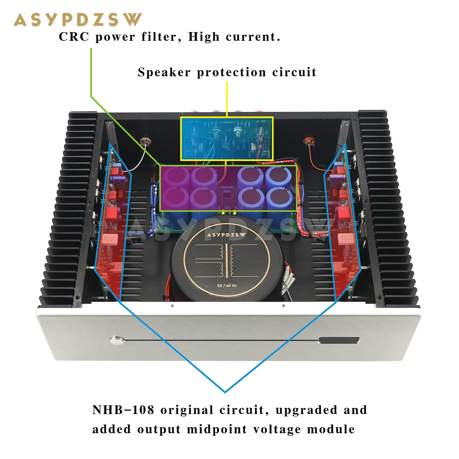 N108 Stereo-Klasse AB, geringe Verzerrung, minimalistischer, reiner Breitband-Leistungsverstärker, Basis auf Dartzeel NHB-108 100 W x 2