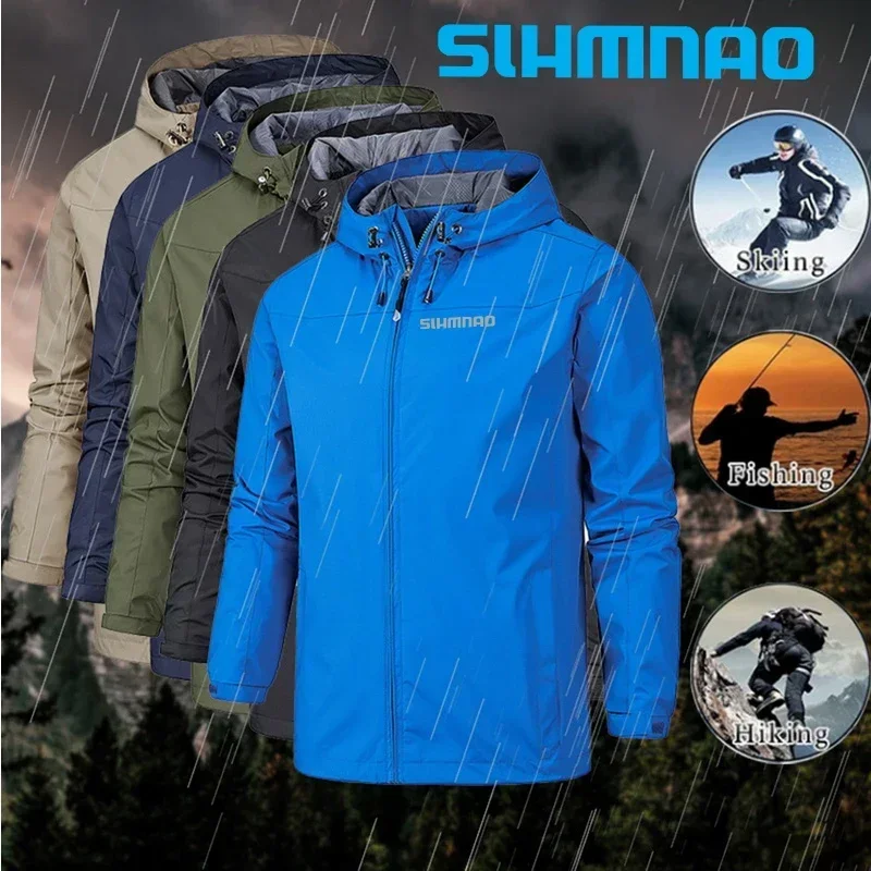 Spring Autumn Outdoor Hooded Printed Jacket, Tactical Pants, Windproof and Waterproof Mountaineering Jacket