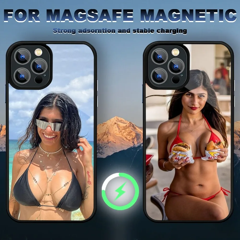 Mia khalifa Phone Case iPhone 15 14 11 12 13 Pro Max Plus Magnetic Wireless Charge Cases Cover