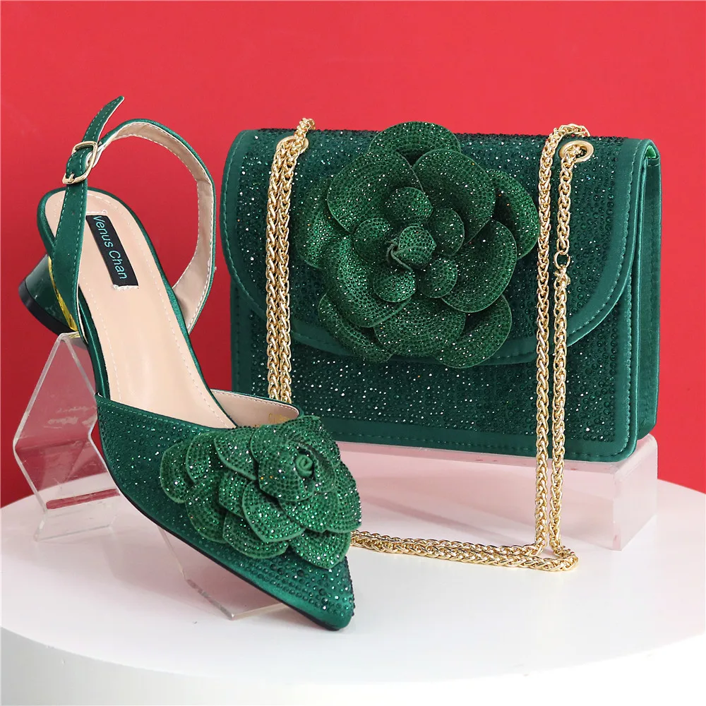 Spitze Spitze neuesten bunten Pailletten und Diamant Schmetterling Design Damenschuhe und Taschen Set schwarze Farbe – Detail 16