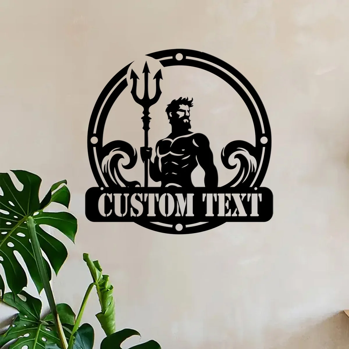 Custom Poseidon Trident Metal Wall Art, Personalized Greek Mythology Name Sign Home Decor, Poseidon Neptune Astrological Symbol