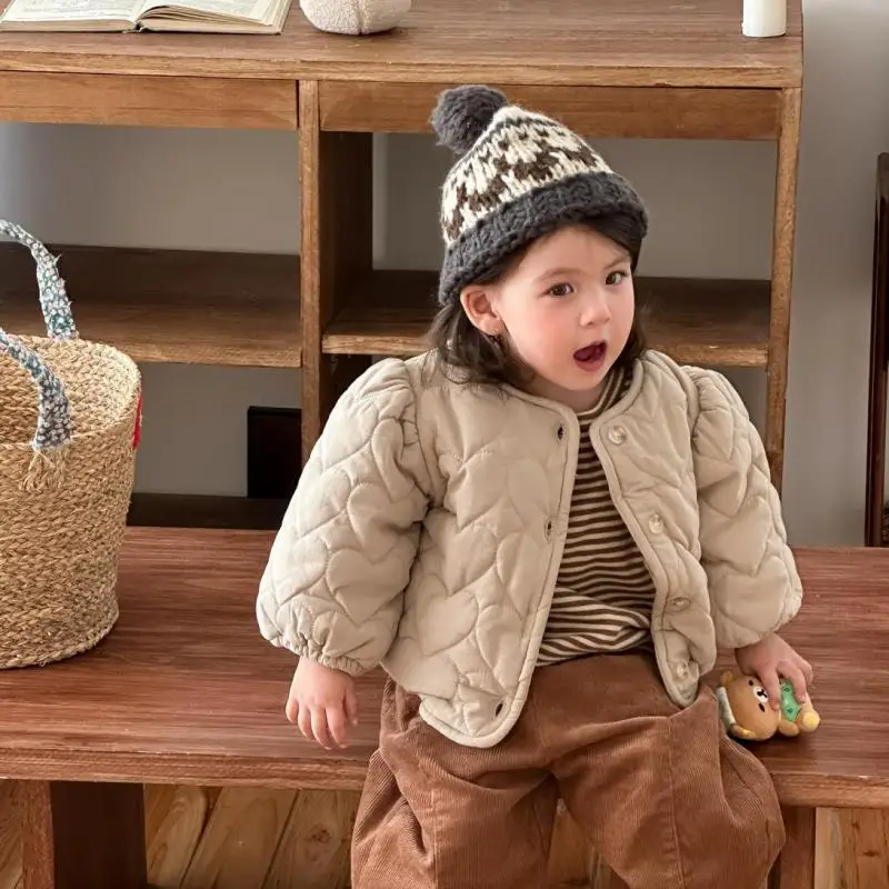 Infant Girls Long Sleeve Plus Velvet Thick Coat Toddler Girls Warm Cardigan 2025 Winter New Baby Cotton Padded Jacket Solid