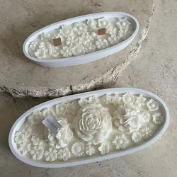 Big Boat Candle Container Concrete Mold Large Bowl Shape Cement Flowerpot Silicone Mold Boat Candle Holder Plaster Clay Mold
