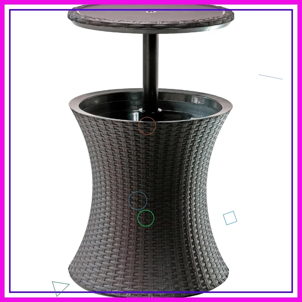 

Portable Outdoor Bar Table with Hidden Cooler, Espresso Brown - Ideal for Patio and Hot Tub