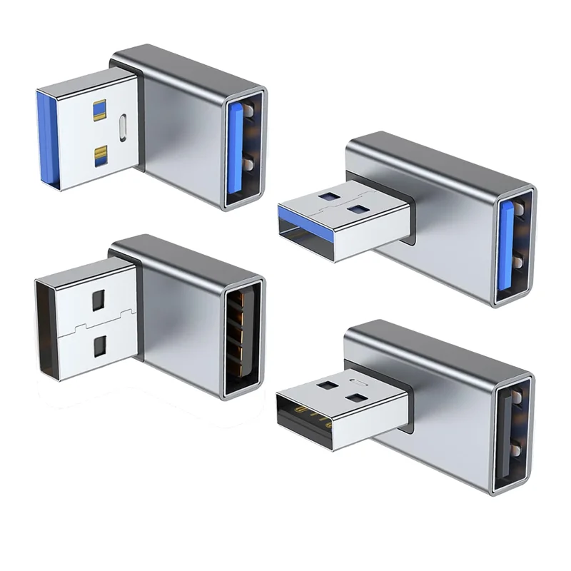 

4PCS USB Female To Female Adapter Up And Down Angle, Left And Right Angle USB A Male To Female Converter Extender For PC, Laptop
