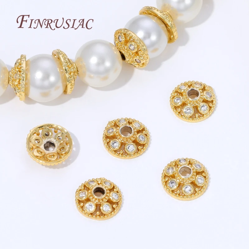 10/20 Stück 18K vergoldete Messing-Perlenkappen, Blumen-Perlenkappen für Schmuckherstellung, DIY-Halsketten- und Armband-Zubehör – Detail 15
