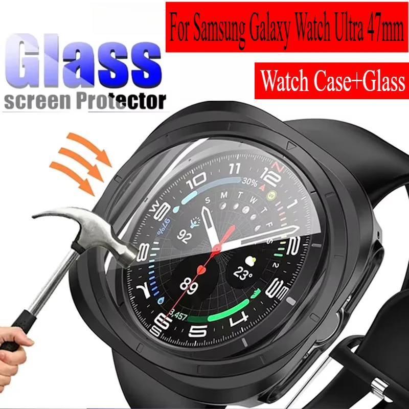 حافظة + زجاجية لساعة سامسونج جالاكسي 8 الترا 47 ملم شاشة ممتصة للصدمات من الزجاج المقسى HD طبقة رقيقة واقية جالاكسي ساعة 7 الترا كوريا