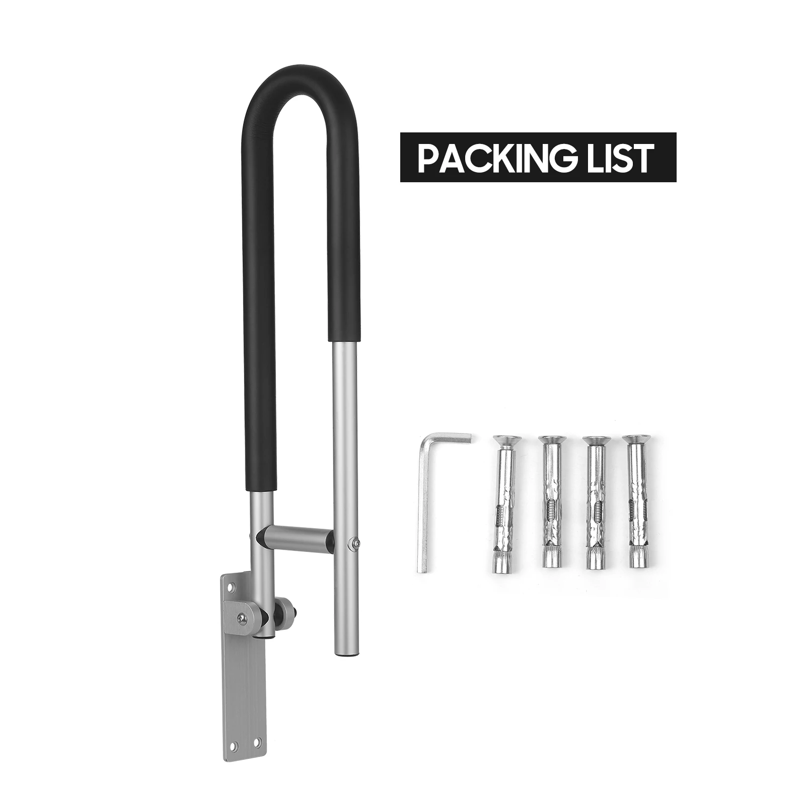 Handrail for Toilet Anti-Fall / Anti-Slip Bathroom Handrail Flip-Up Safety Handrail Screw-In Safety Grab Bar Handle Home Health