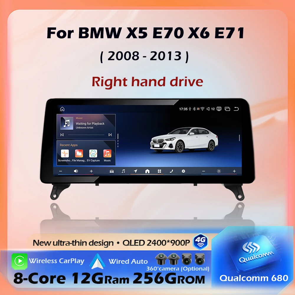 

Wireless CarPlay Right hand drive For BMW X5 E70 X6 E71 2008-2013 CCC CIC System Car Radio Multimedia Navigation GPS 4G+WIFI BT
