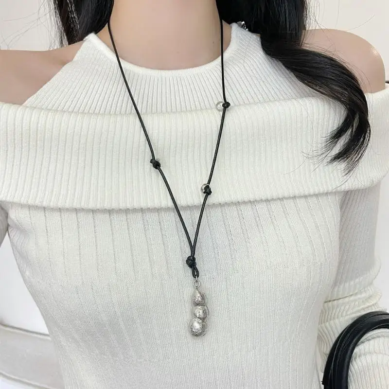  Symbolic Peanut Pendant Necklace Adjustable Length Neckchain Fashion Jewelry For Daily Outfit Enhancement