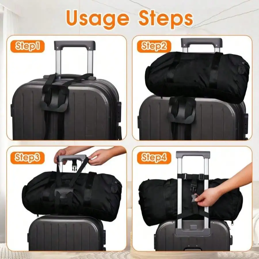 حزام أمتعة مرن أسود مع خطافات - يجب اقتناؤه أثناء السفر وقابل للتمدد لحقائب السفر والمغامرين #4