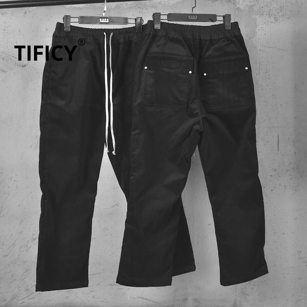 

High Street трехмерные хлопковые брюки с заклепками семи четвертей, мужские свободные спортивные повседневные брюки с функциональной молнией