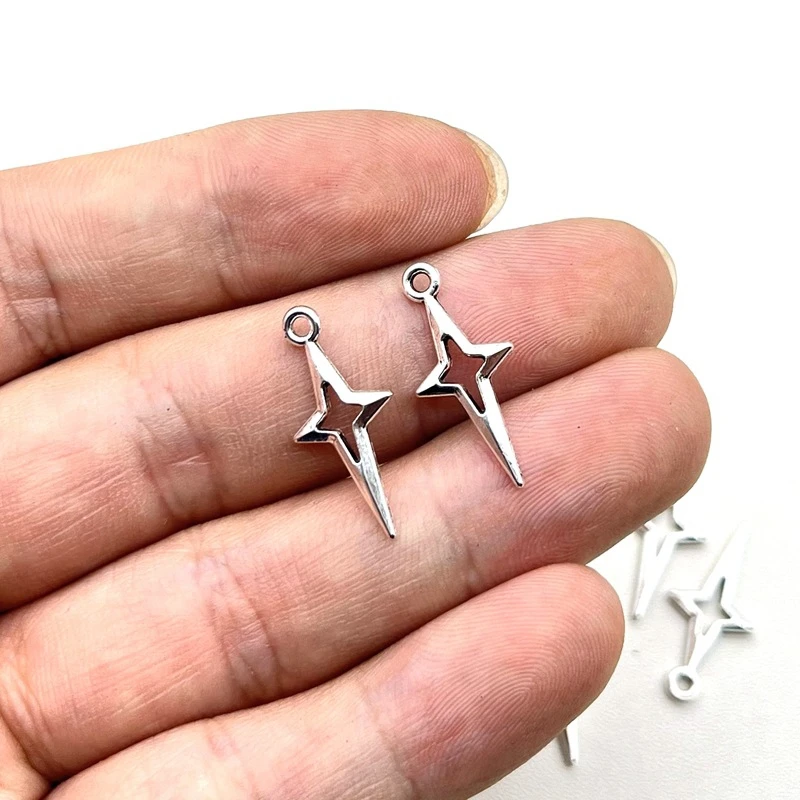 20/40PCS Retro cross star star star alloy jewelry accessories DIY earrings necklace pendant image 4