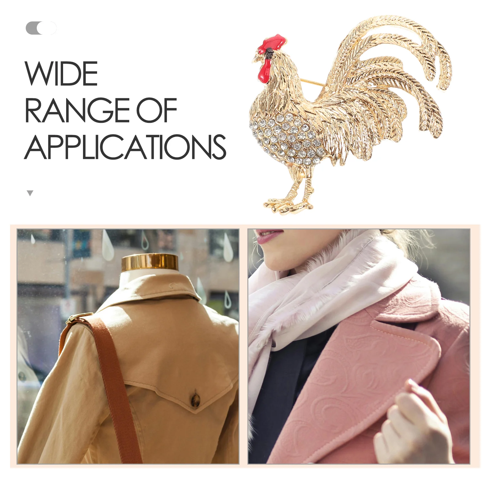 Gold Brooch for Clothes Women Chicken Pin Rhinestone Animal Cute Bulk Brooches