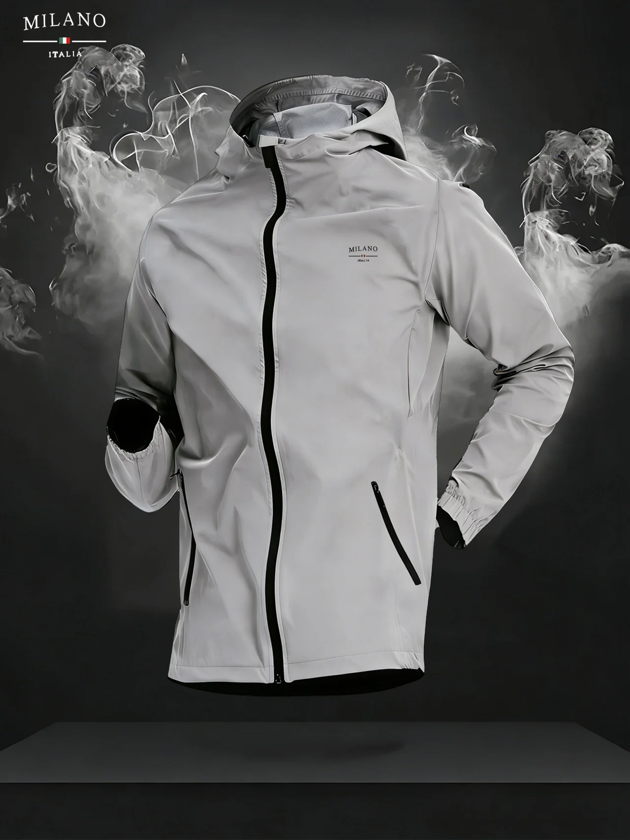 Men's Milano Italia Lightweight Hooded Windbreaker Jacket, Full Zip Up Waterproof Casual Outdoor Sports Coat with Zipper Pockets 19 S8e6c49a5eb364fc2b2f1d6878553e1b5n