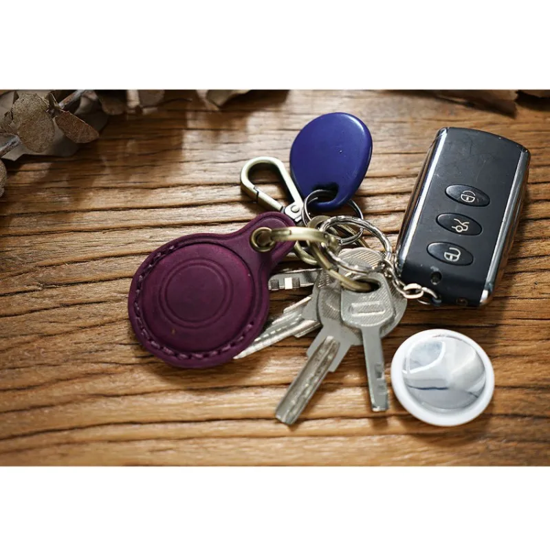 Abmf-capa de airtag de couro genuíno para airtag rastreador anti-perdido chaveiro manga protetora e capa elegante para airtag