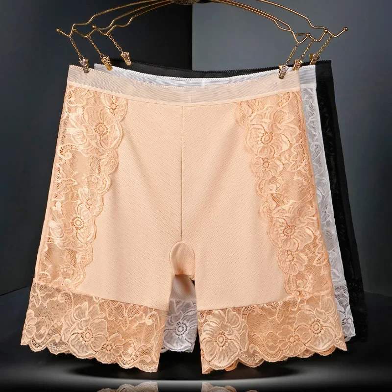 

Plus Size Safety Short Pants Women Seamless Under Skirt Boxers for Women Sexy Lace Anti Chafing Boyshort Panties Underwear