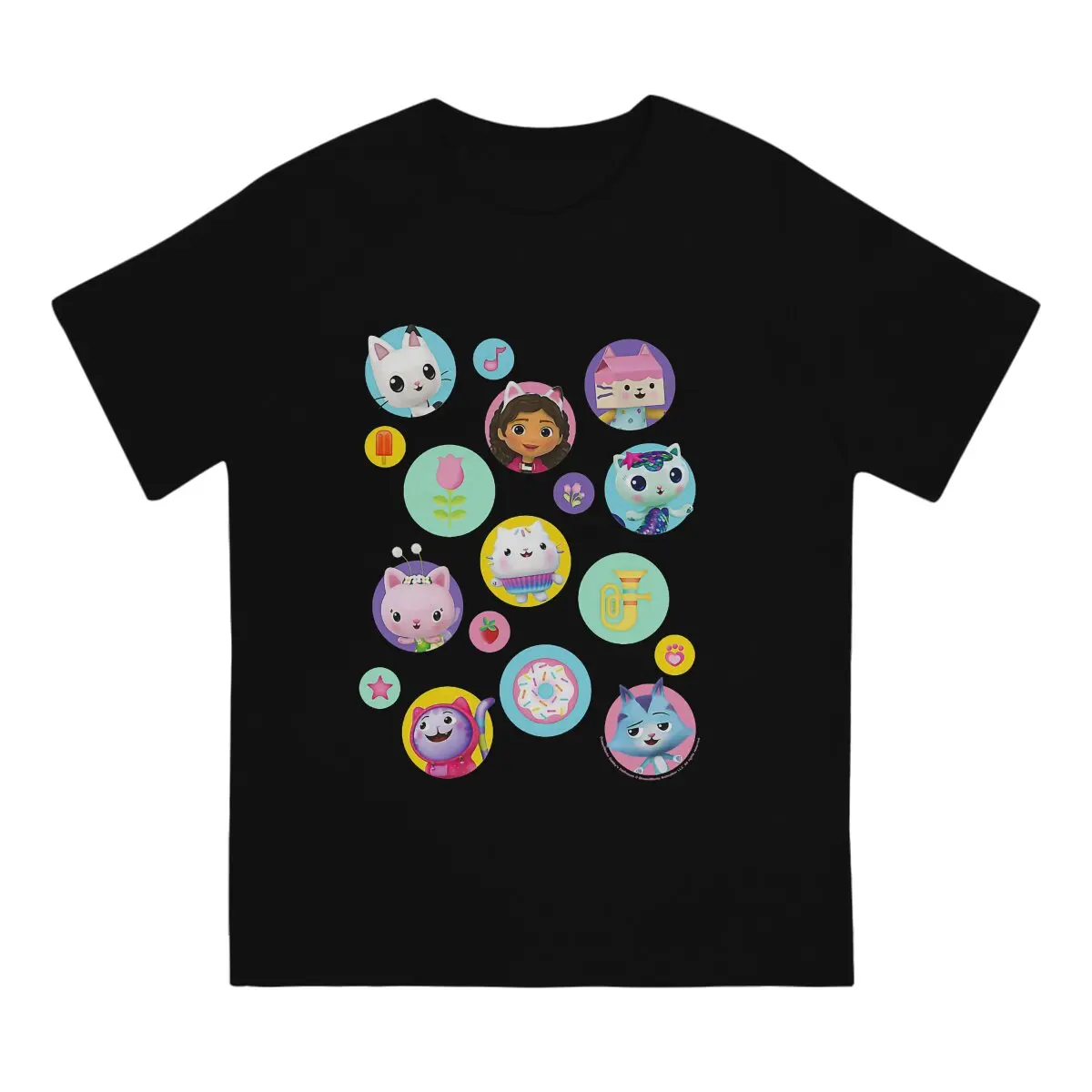 Kids Gabby's Dollhouse Icons Men T Shirts Gabby's Dollhouse Crazy Tees Short Sleeve Crew Neck T-Shirt Pure Cotton Birthday Gift