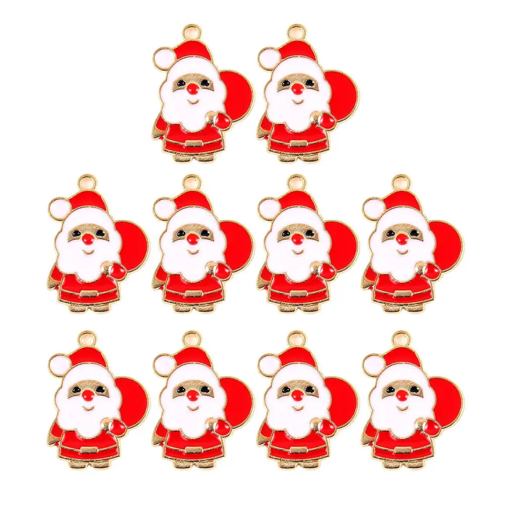 

10pcs Santa Claus Pendants Alloy Diy Charms Durable Unique Design Necklace Bracelet Keychain Decorative Accessories Jewelry
